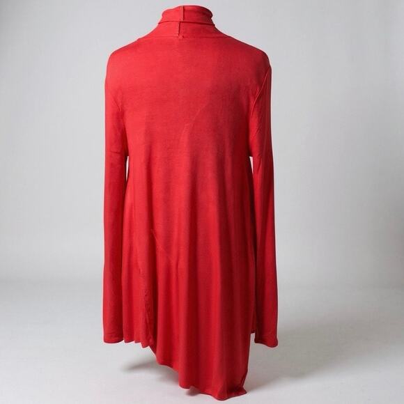 Free People Uptown Turtle Choker Red Deep V Tunic Top Long Sleeve Womens XS - Picture 2 of 4